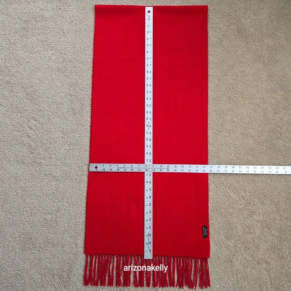 NWOT Red Cashmere Fringed Scarf Ovcio